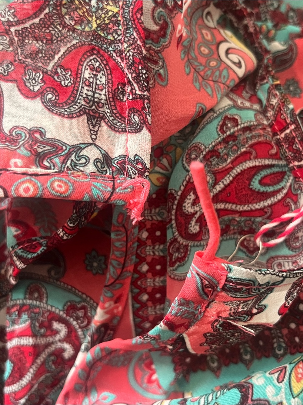 Umgee NWT Pink & Teal Boho Blouse - Picture 7 of 7